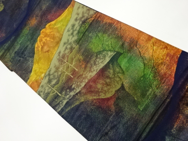 引箔山並み風景模様織出し袋帯